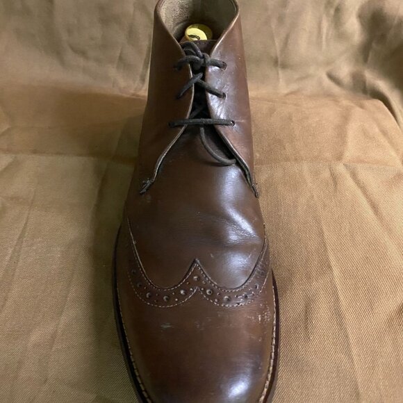 Stafford Mens Boots 9W Dix Chukka Wing Tip Brown Letaher Lace Up Classic - Picture 13 of 16